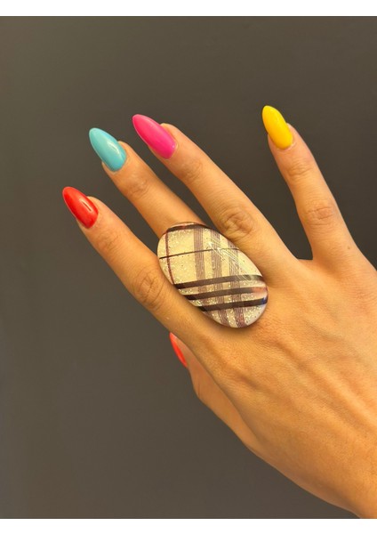 Ekose Desenli Kemik Kadın Yüzük fiyatları