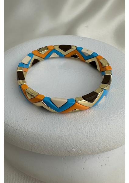 Özel Seri Porselen Kaplama Gold V Detay Lastik Bileklik