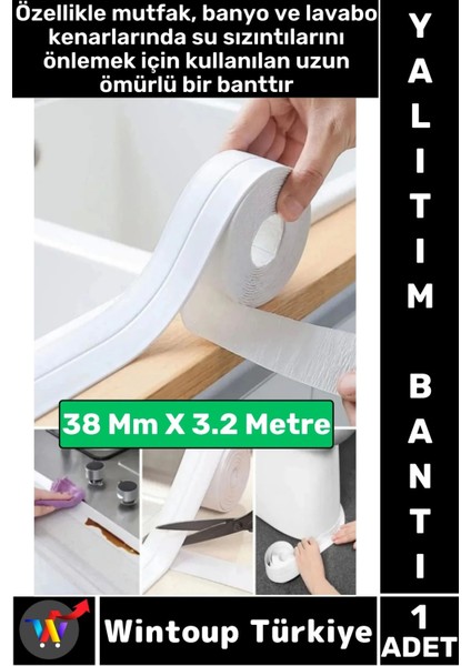 Dayanıklı Lavabo Kenar Küvet Pvc Su Sızdırmaz Yalıtım Yağ Küf Kir Önleyici Izolasyon Bantı 3.2 Metre