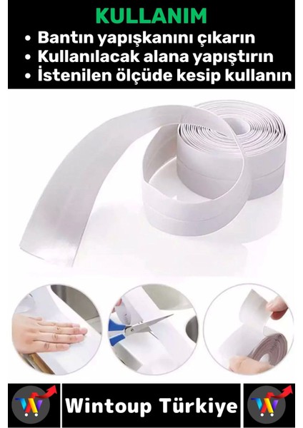 Dayanıklı Lavabo Kenar Küvet Pvc Su Sızdırmaz Yalıtım Yağ Küf Kir Önleyici Izolasyon Bantı 3.2 Metre fiyatları