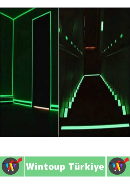 Karanlıkta Parlayan Acil Durum Çıkış Merdiven Kenar Esnek Güçlü Yapışkan Fosfor Bant 2 cmx4 Mtr 10AD fırsatları