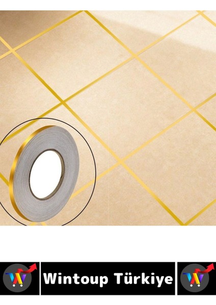 Uzun Ömürlü Kendinden Yapışkanlı Karo Zemin Fayans Derz 0.5 cm x 50 Metre Gold Şerit Bant 2 Adet fiyatları