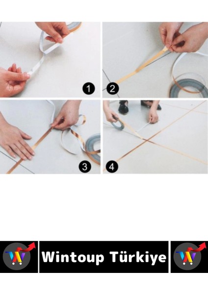 Uzun Ömürlü Kendinden Yapışkanlı Karo Zemin Fayans Derz 0.5 cm x 50 Metre Gold Şerit Bant 2 Adet modelleri