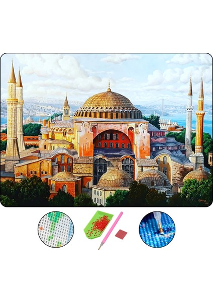 5D Elmas Boyama Seti – Ayasofya Camii | 40x50 cm - Tuvale Gerili Diamond Painting Sayılarla Boyama Mozaik Tablo