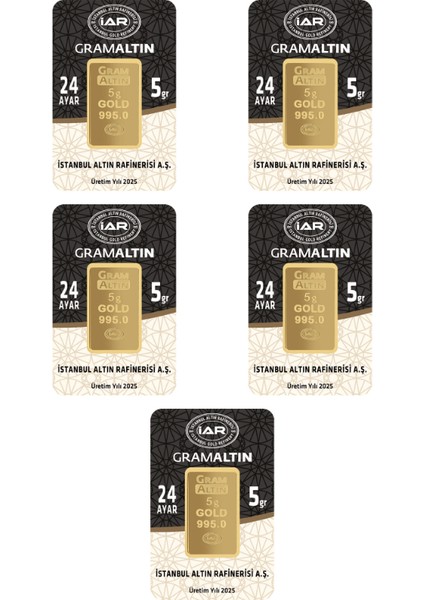 25 Gram 24 Ayar Iar Gramaltın ( 5gr x 5 Adet )
