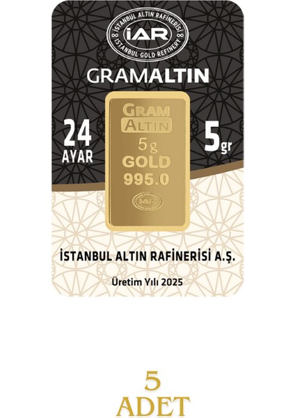 25 Gram 24 Ayar Iar Gramaltın ( 5gr x 5 Adet ) fiyatları