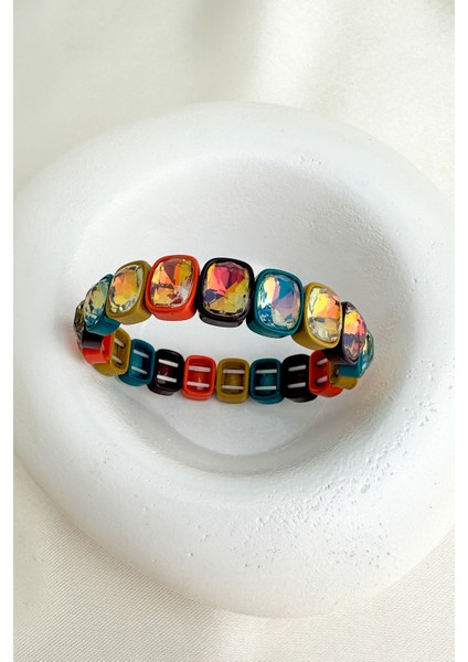 Özel Seri Renkli Yanar Döner Taş Sıralı Lastik Bileklik fiyatları