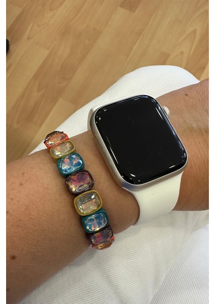 Özel Seri Renkli Yanar Döner Taş Sıralı Lastik Bileklik modelleri