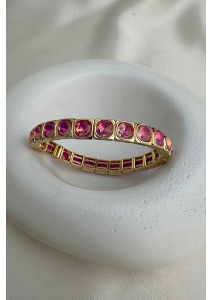 Altın Rengi Özel Seri Yuvarlak Taş Sıralı Lastik Bileklik fiyatları