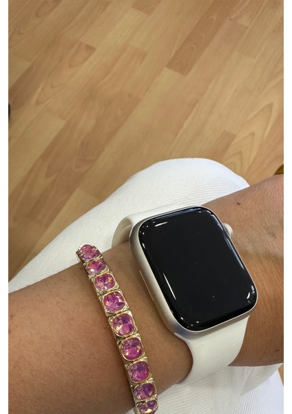 Altın Rengi Özel Seri Yuvarlak Taş Sıralı Lastik Bileklik modelleri