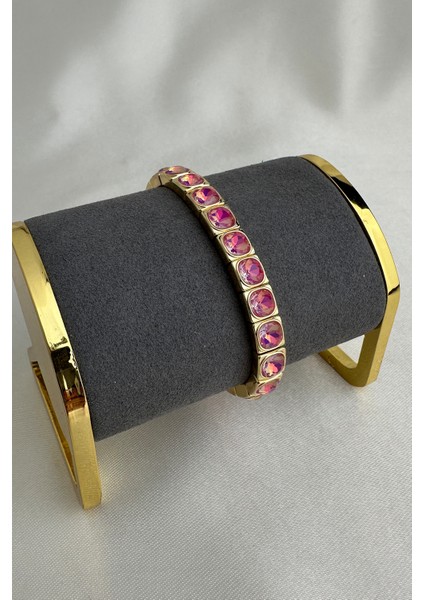 Altın Rengi Özel Seri Yuvarlak Taş Sıralı Lastik Bileklik fırsatları