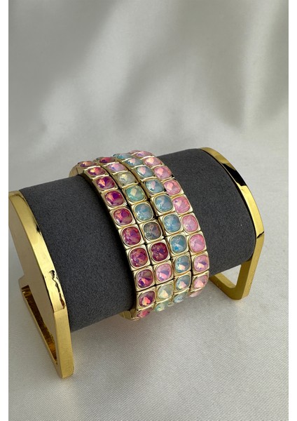 Altın Rengi Özel Seri Yuvarlak Taş Sıralı Lastik Bileklik indirimleri