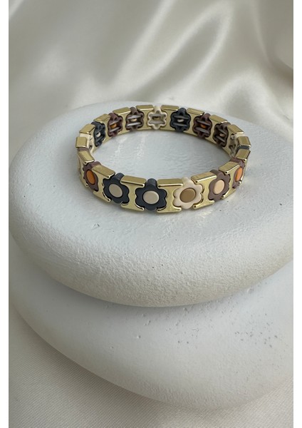 Çiçek Desen Sıralı Özel Seri Lastik Bileklik