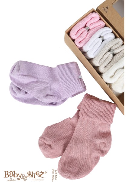 Organik Pamuklu 6'lı Yenidoğan Kız Bebek Çorap modelleri