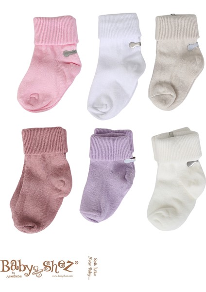 Organik Pamuklu 6'lı Yenidoğan Kız Bebek Çorap indirimleri