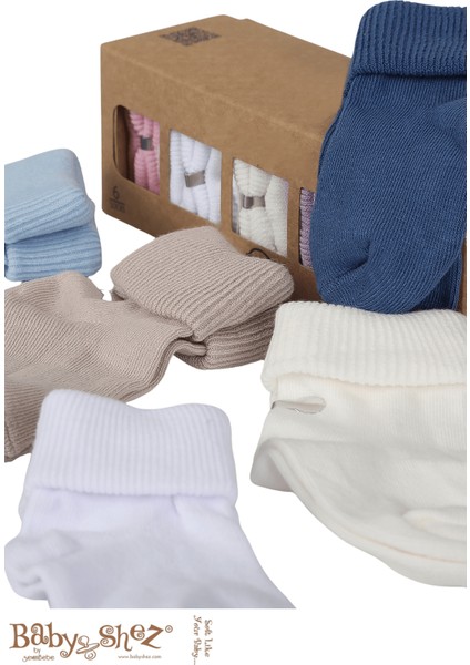 Organik Pamuklu 6'lı Yenidoğan Erkek Bebek Çorap indirimleri