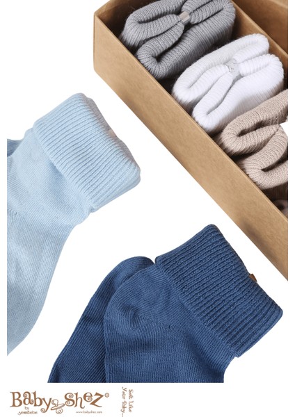Organik Pamuklu 6'lı Yenidoğan Erkek Bebek Çorap