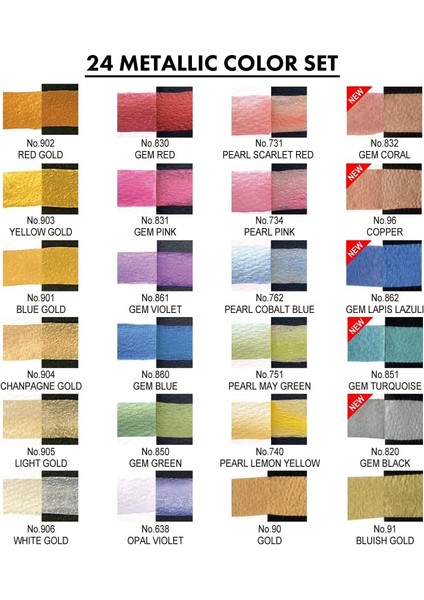 Kuretake Gansai Tambi Metallic Colors Yaldız Tablet Sulu Boya Seti 24 Renk Set I fiyatları