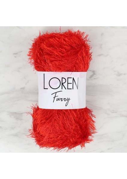Loren Furry Kırmızı El Örgü Ipi - RF025 - 34053