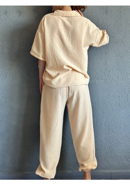 Muslin Kumaş Lastikli Paça Alt Üst Kadın Takım fiyatları