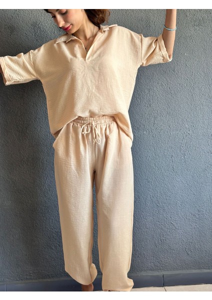 Muslin Kumaş Lastikli Paça Alt Üst Kadın Takım fırsatları