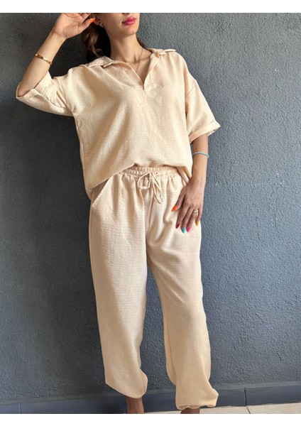 Muslin Kumaş Lastikli Paça Alt Üst Kadın Takım indirimleri