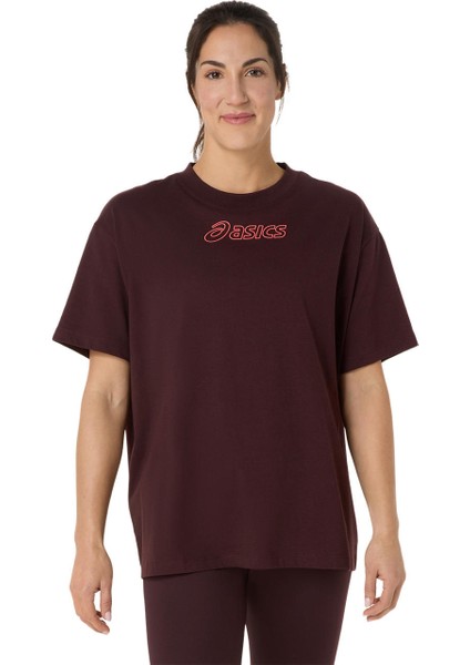 Asics Logo Tee Kadın Kırmızı Kısa Kollu Tshirt 2032C843-602
