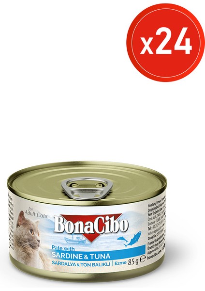 Ezme Sardalya ve Ton Balıklı Yaş Kedi Maması, 400 gr x 24 Adet, Tüm Irklar Için, Doğal, Şeker Içermez fiyatları