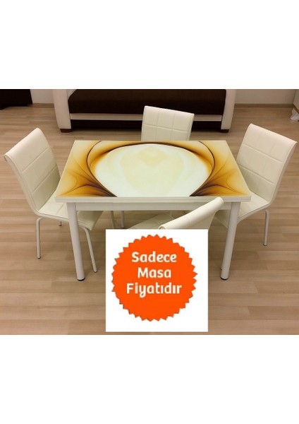 Yandan Açılır Büyüyen Cam Mutfak Masası 70X110 Krem Karamel-Beyaz Ayaklı fiyatları