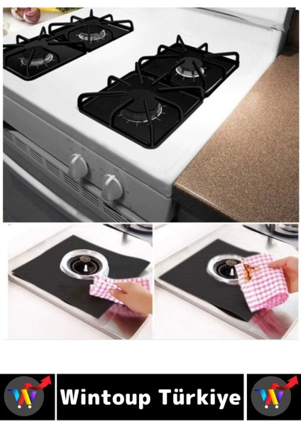 Yanmaz Yapışmaz Kaymaz Ocak Brülor Yağ Kir Koruyucu Kolay Temizlenir Ocak Koruyucu Ped 4'lü Set fırsatları