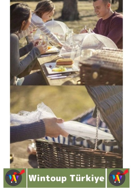 Kamp Piknik Outdoor Rüzgar Toz Sinek Böcek Koruyucu Katlanabilir Tül Yemek Koruma Şemsiyesi 2 Adet fiyatları