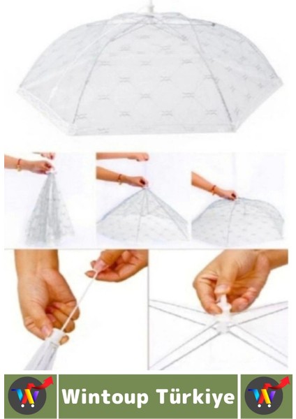 Kamp Piknik Outdoor Rüzgar Toz Sinek Böcek Koruyucu Katlanabilir Tül Yemek Koruma Şemsiyesi 2 Adet modelleri