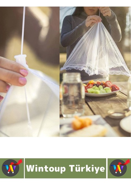 Kamp Piknik Outdoor Rüzgar Toz Sinek Böcek Koruyucu Katlanabilir Tül Yemek Koruma Şemsiyesi 2 Adet indirimleri