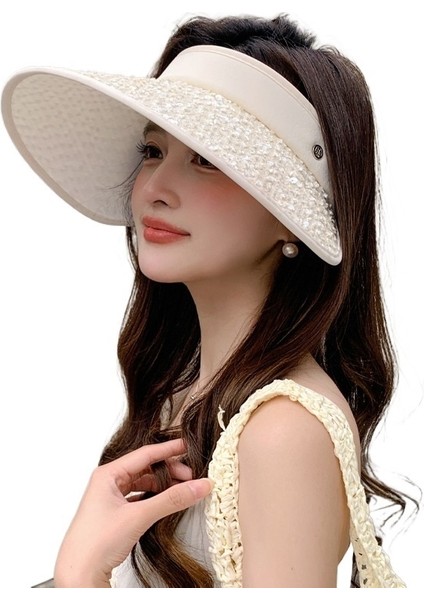 Kadınlar Için Yeni Stil Şapka, Yaz Için Geniş Siperlikli, Payetli, Içi Boş Üst Güneş Şapkası (Yurt Dışından)