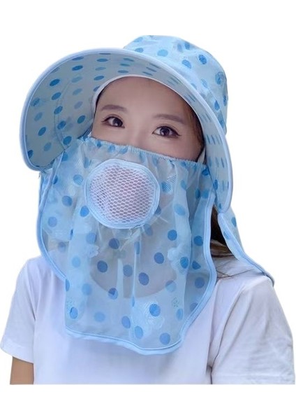 Güneş Şapkası Kadın Kore Tarzı Büyük Siperlikli Maske Şal Şapka Nefes Alabilen File Güneş Şapkası Yaz Açık Hava (Yurt Dışından)