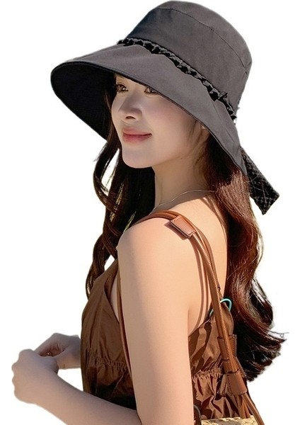Şapka Kadın Balıkçı Şapkası 2025 Bahar Yeni Stil Hafif Lüks Üst Düzey Tatil Yaz Büyük Siperlik Güneş Koruma Şapkası Çok Yönlü (Yurt Dışından)