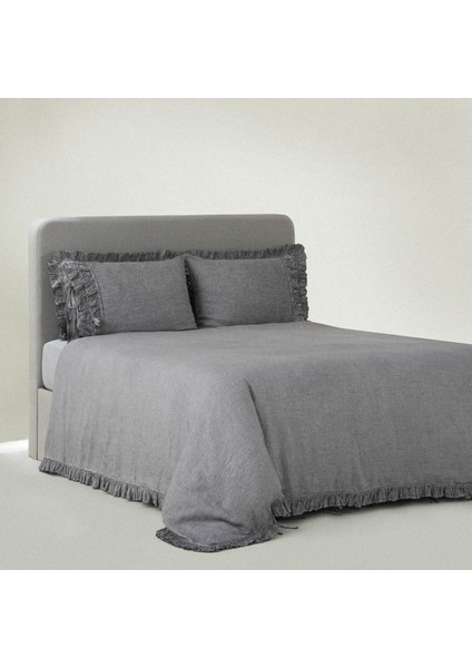 Miranda Çift Kişilik Nevresim Takımı %100 Keten Gri 200X220 cm