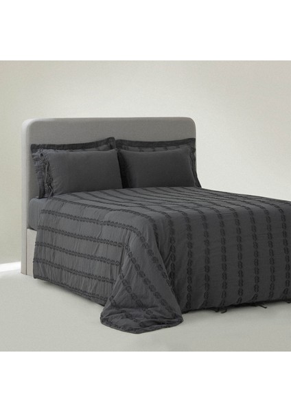 Sima Battal Boy Nevresim Takımı %100 Organik Pamuk Müslin Brodeli Antrasit 240X220 cm fiyatları