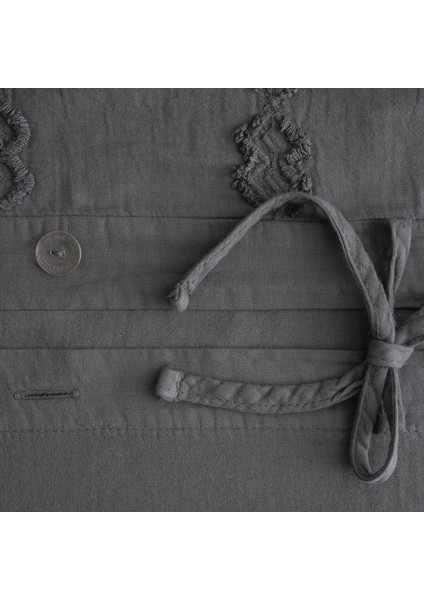 Sima Battal Boy Nevresim Takımı %100 Organik Pamuk Müslin Brodeli Antrasit 240X220 cm indirimleri