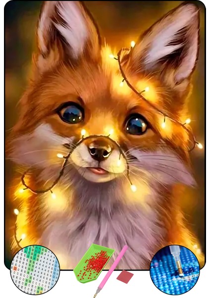 5D Elmas Boyama Seti – Tilki | 40x50 cm - Tuvale Gerili Diamond Painting Sayılarla Boyama Mozaik Tablo