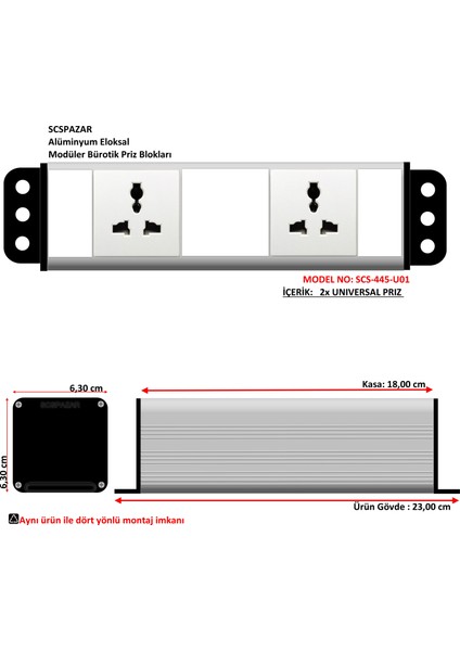 Amerikan Priz 2Li 1,5 metre Kablolu Alüminyum Priz Blok tak çalıştır fiyatları