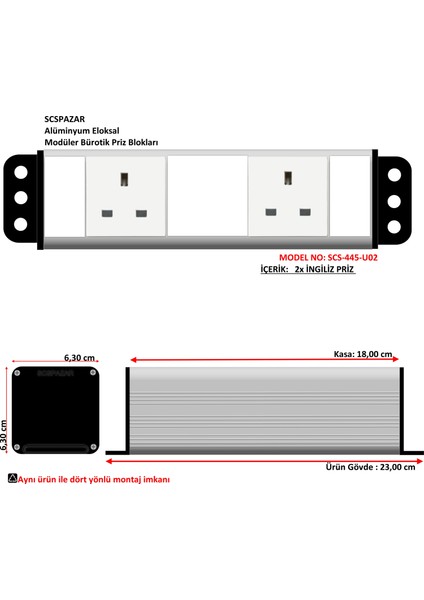 Amerikan Priz 2Li 1,5 metre Kablolu Alüminyum Priz Blok tak çalıştır modelleri
