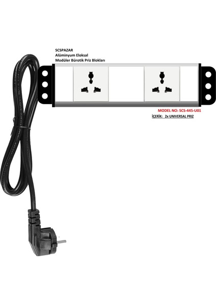 Amerikan Priz 2Li 1,5 metre Kablolu Alüminyum Priz Blok tak çalıştır fırsatları