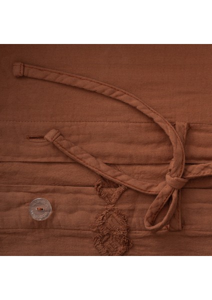 Sima Battal Boy Nevresim Takımı Organik Pamuk Müslin Brodeli Terra 240x220 cm modelleri