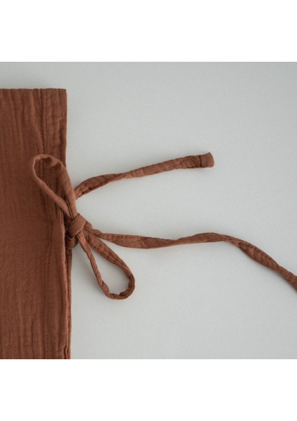 Sima Battal Boy Nevresim Takımı Organik Pamuk Müslin Brodeli Terra 240x220 cm