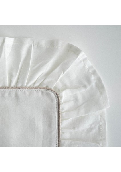 Vanya Çift Kişilik Nevresim Takımı %100 Organik Pamuk Saten Aplike Nakışlı Krem 200X220 cm