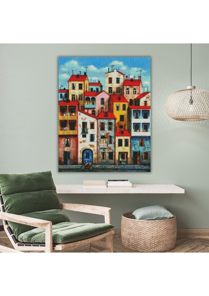 5D Elmas Boyama Seti – Evler | 40x50 cm - Tuvale Gerili Diamond Painting Sayılarla Boyama Mozaik Tablo modelleri
