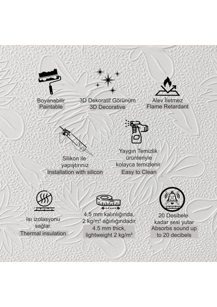 3D Duvar Paneli Boyanabilir Dekota 60X120 cm / Ağaç Desenli 2'li Paket-1,44 M² fiyatları