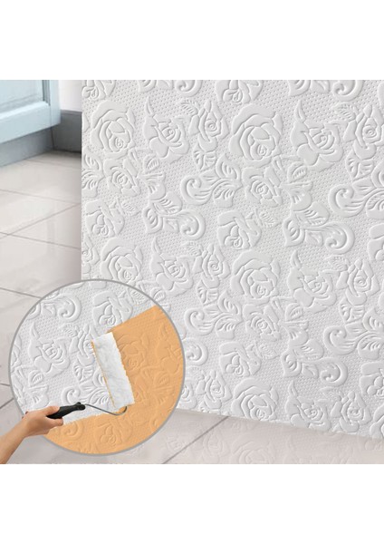 3D Duvar Paneli Boyanabilir Dekota 60X120 cm / Güllü Desenli 7'li Paket-5 M²