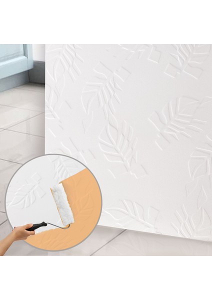 3D Duvar Paneli Boyanabilir Dekota 60X120 cm / Yaprak Desenli 2'li Paket-1,44 M²